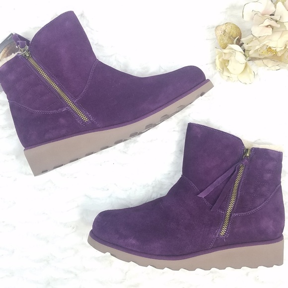 bearpaw megan suede sheepskin bootie